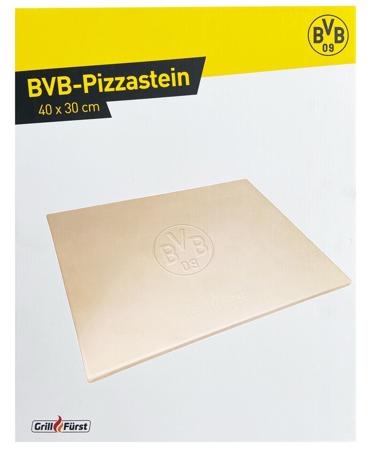 Grillfürst Aromaplanke Grillfürst Pizzastein rechteckig 40 x 30 cm - Borussia Dortmund Edition