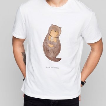 Mr. & Mrs. Panda T-Shirt Otter mit Muschelmedaillon - Weiß - Geschenk, Shirt, grübeln, träumen (1-tlg)