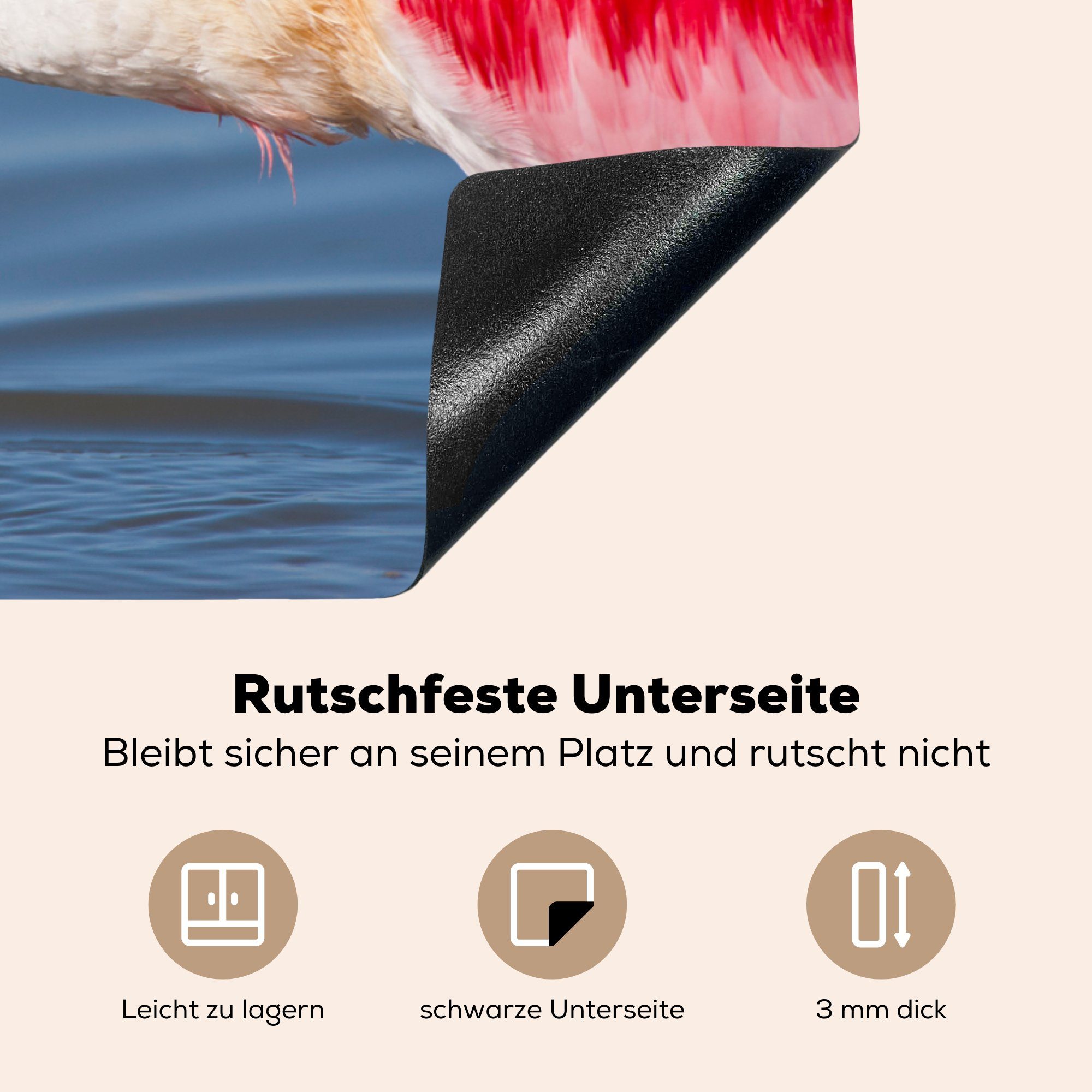 (1 Rosa Vinyl, 81x52 Ceranfeldabdeckung Schutz trinkt Induktionskochfeld MuchoWow aus dem tlg), Löffler Wasser, küche, für Herdblende-/Abdeckplatte die cm,