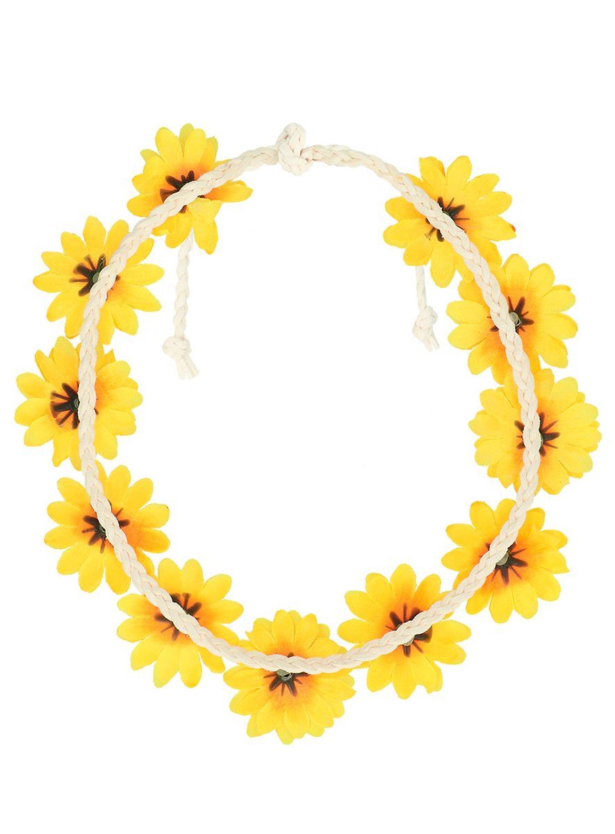 Boland Hippie-Kostüm Hippie Sonnenblümchen Haarband für Faschingskostüm, Hippie-Stirnband mit kleinen Sonnenblumen