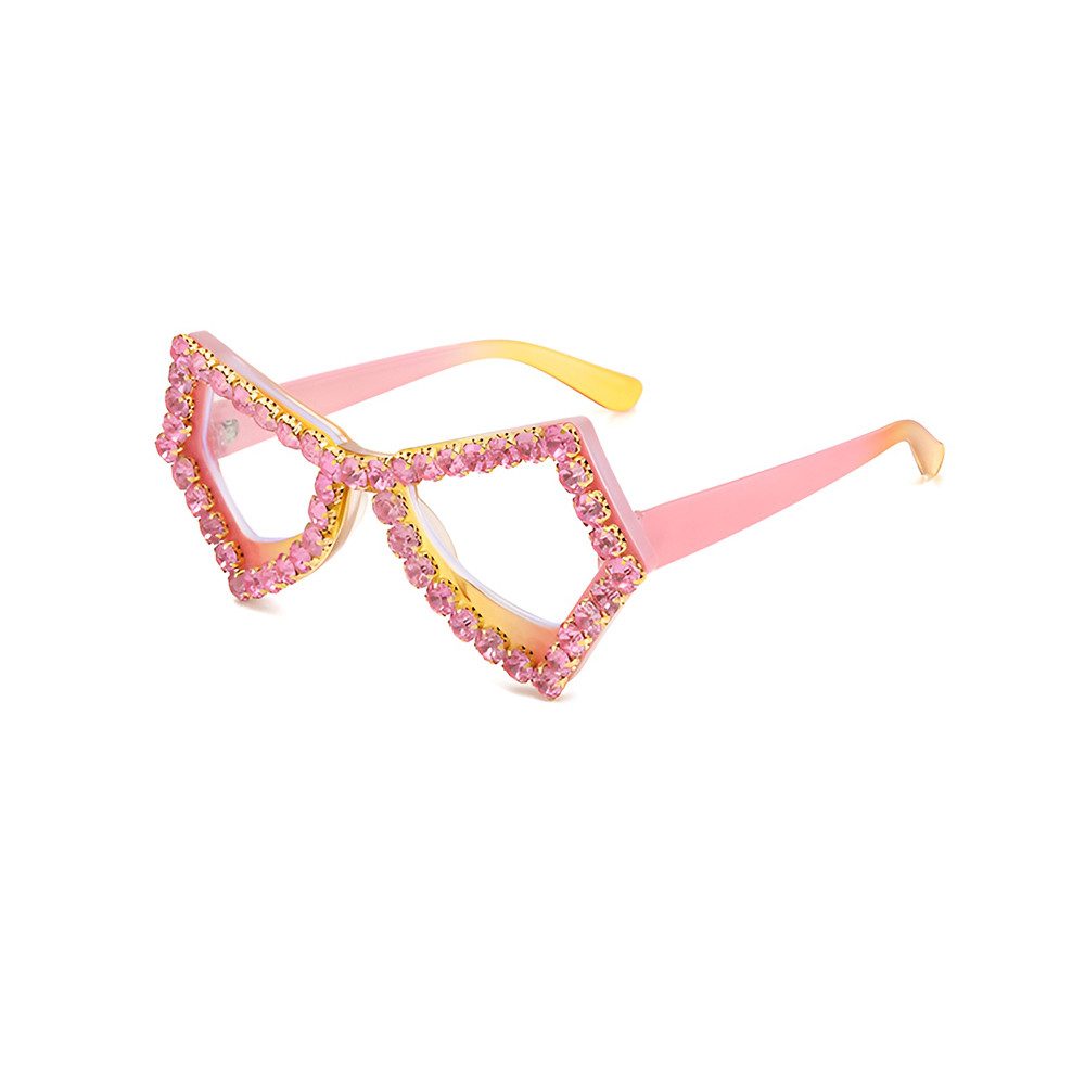 PACIEA Brille Ohne Sehstärke Damen Faschingsbrille Glitzerrand Blaulichtfilter