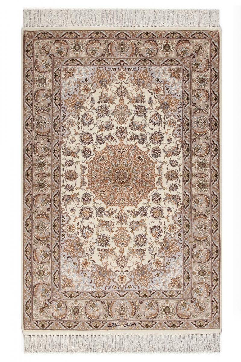 Orientteppich Isfahan Sherkat Seidenkette 109x166 Handgeknüpfter Orientteppich, Nain Trading, rechteckig, Höhe: 6 mm