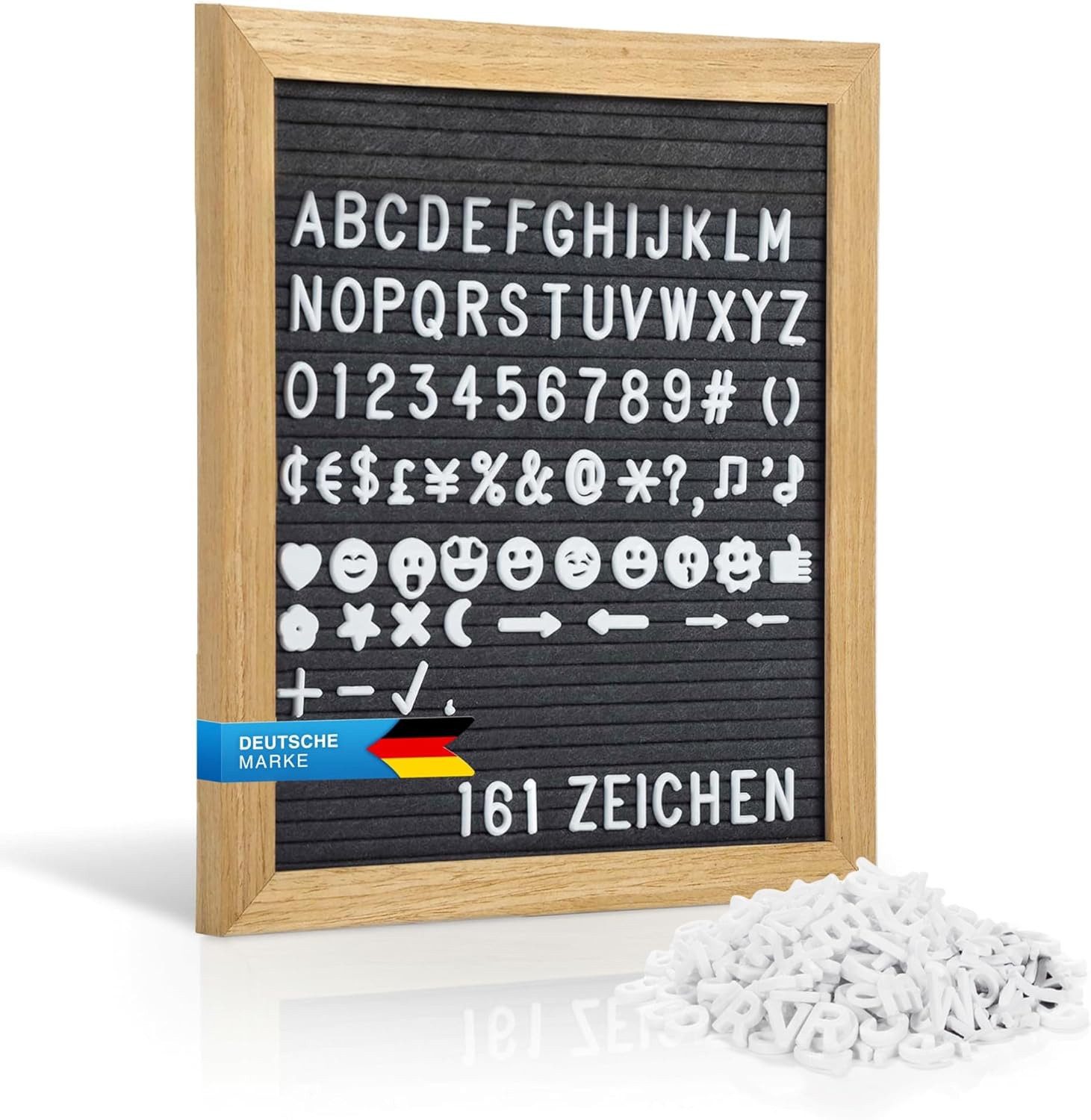Goods+Gadgets Wandtafel Buchstabenbrett Holzbrett mit Buchstaben, 23 x 30 cm, Memoboard
