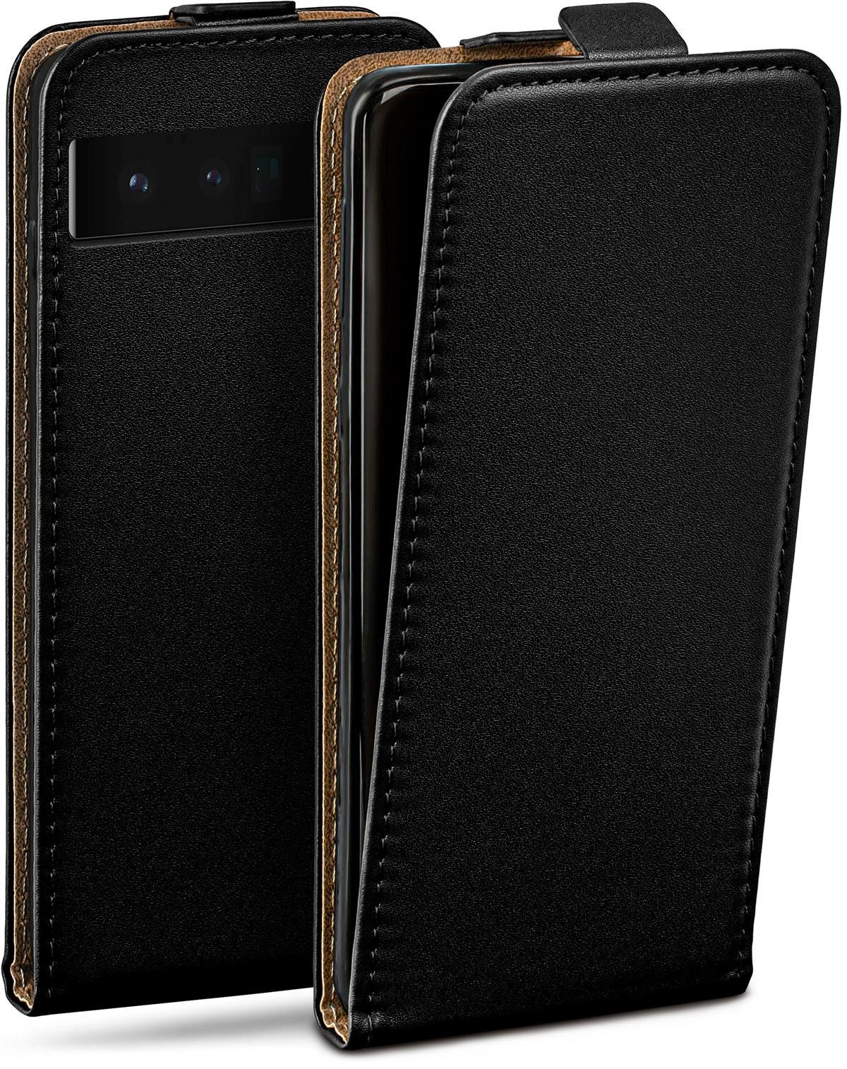 moex Handyhülle für Google Pixel 6 Pro Hülle Klappbar Flip Case Schwarz 6,71 Zoll, 360 Grad Schutz Handytasche Leder Optik PU Lederhülle Cover Klapphülle