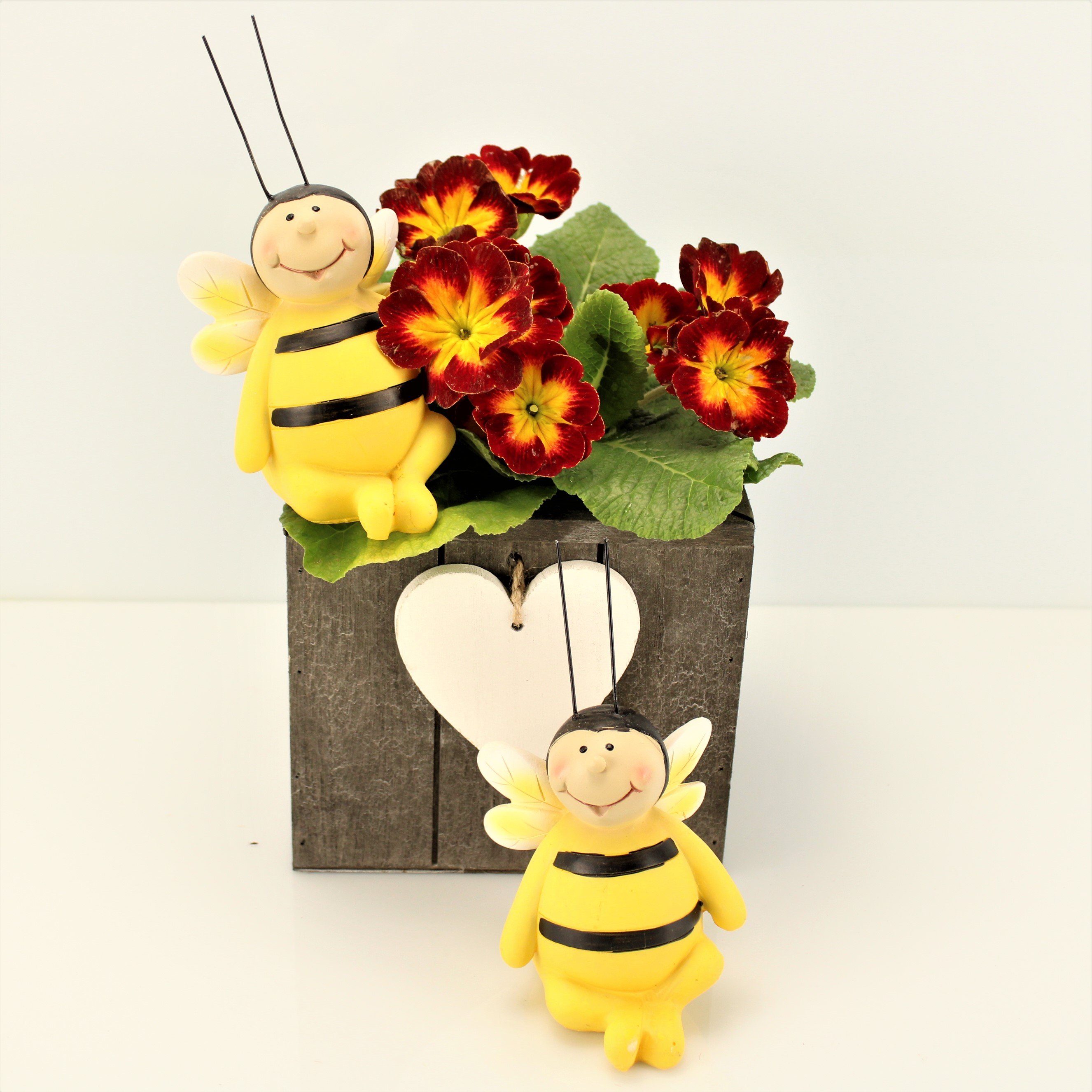 Online-Fuchs Kantenhocker 2er Set süße Biene Lilli Blumentopfstecker Blumen Deko Tiere, 15 x 8 x 8 cm Gartenfigur witterungsbeständig aus Kunstharz