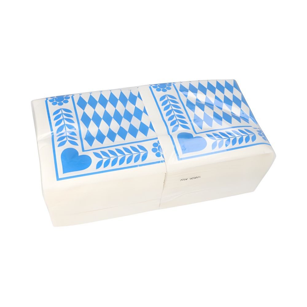 PAPSTAR Papierserviette Servietten, 3-lagig 1/4-Falz 33 cm x 33 cm Bayrisch Blau 250 Stk