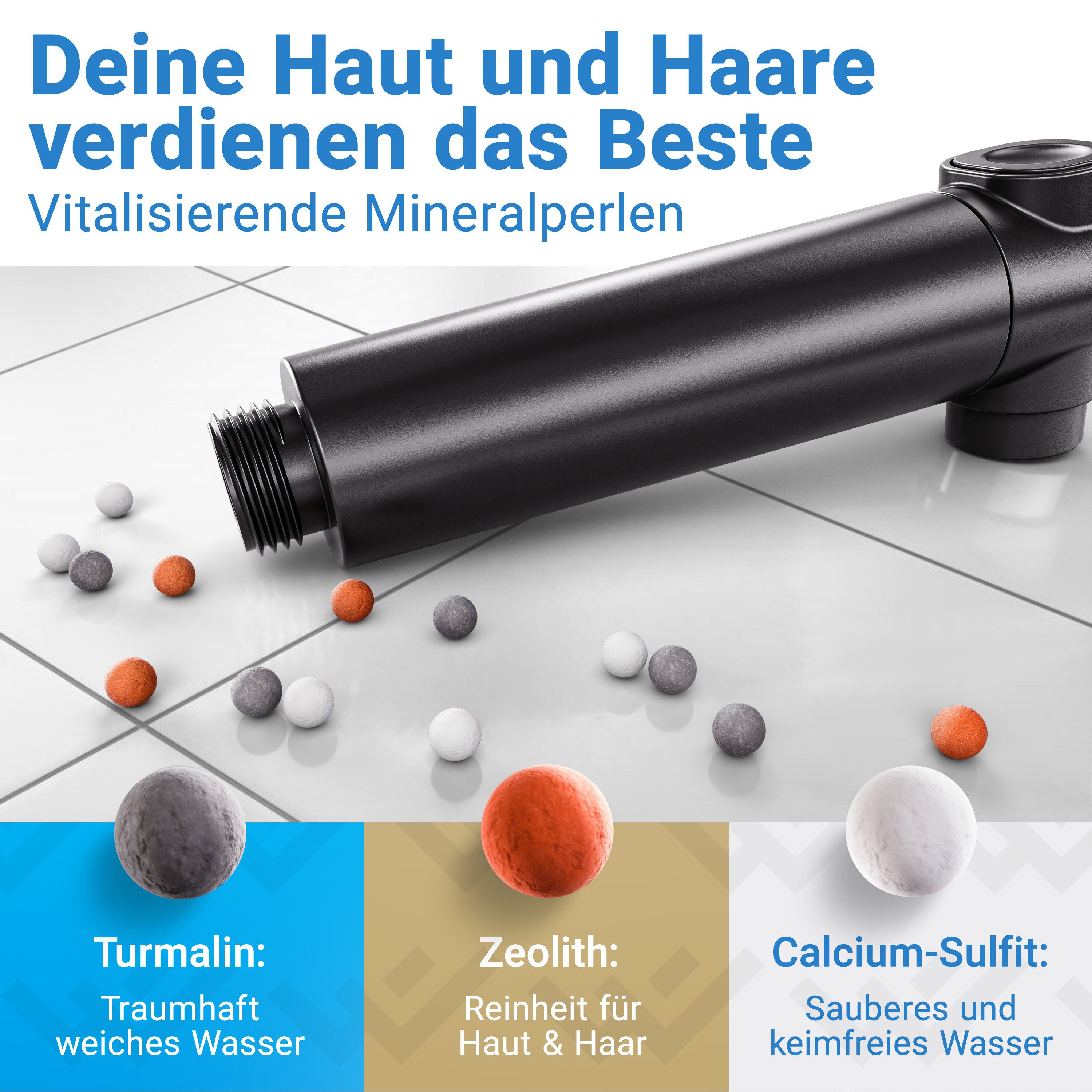 Lobenswerk Duschbrause Duschkopf mit Boost-Funktion, mit Mineralperlenfilter gegen Kalk & Verunreinigungen – Bild 5 von 5