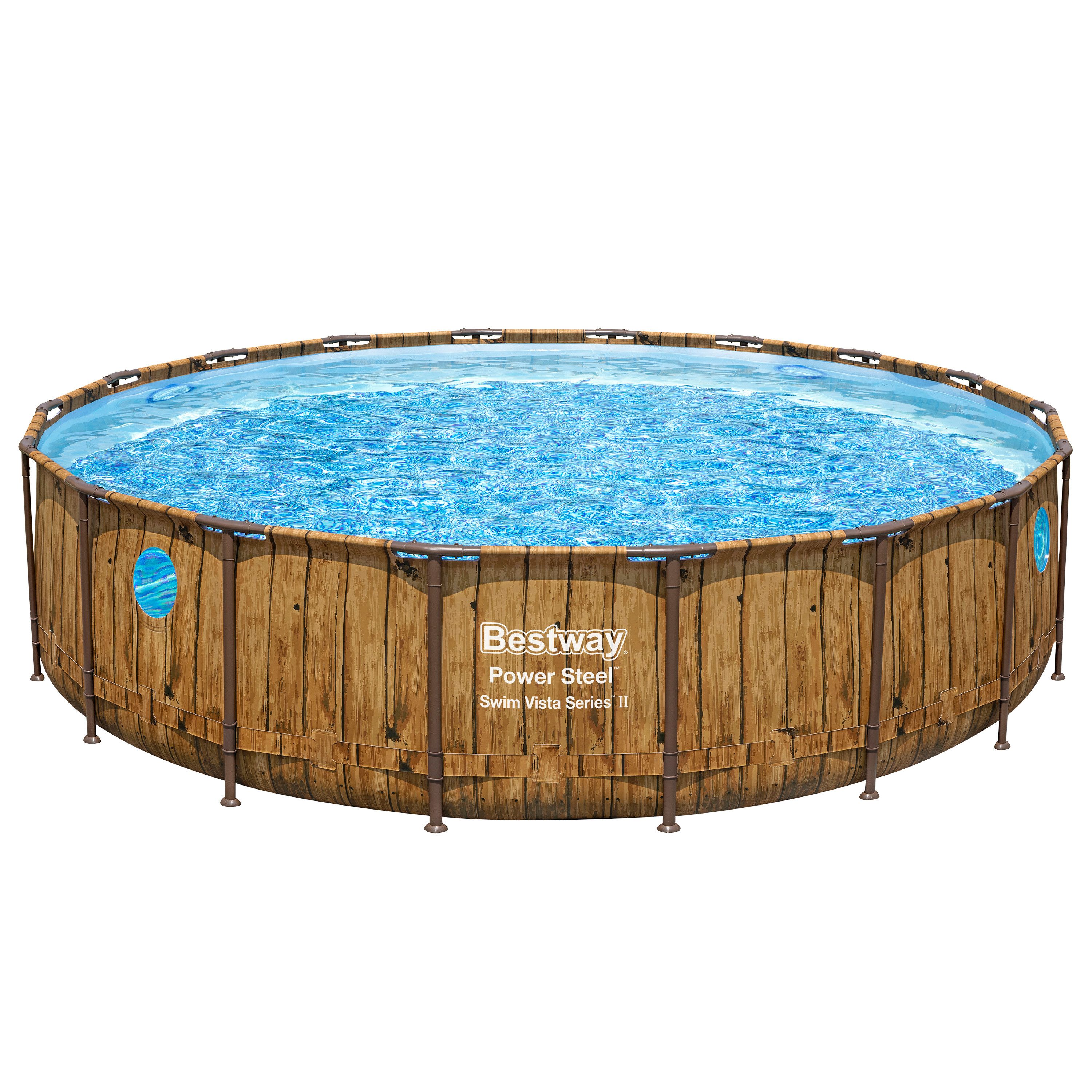 Bestway Framepool Power Steel™ Swim Vista Series™ (Packung, ohne Zubehör), Ø 549 x 122 cm, inkl. Bullaugen