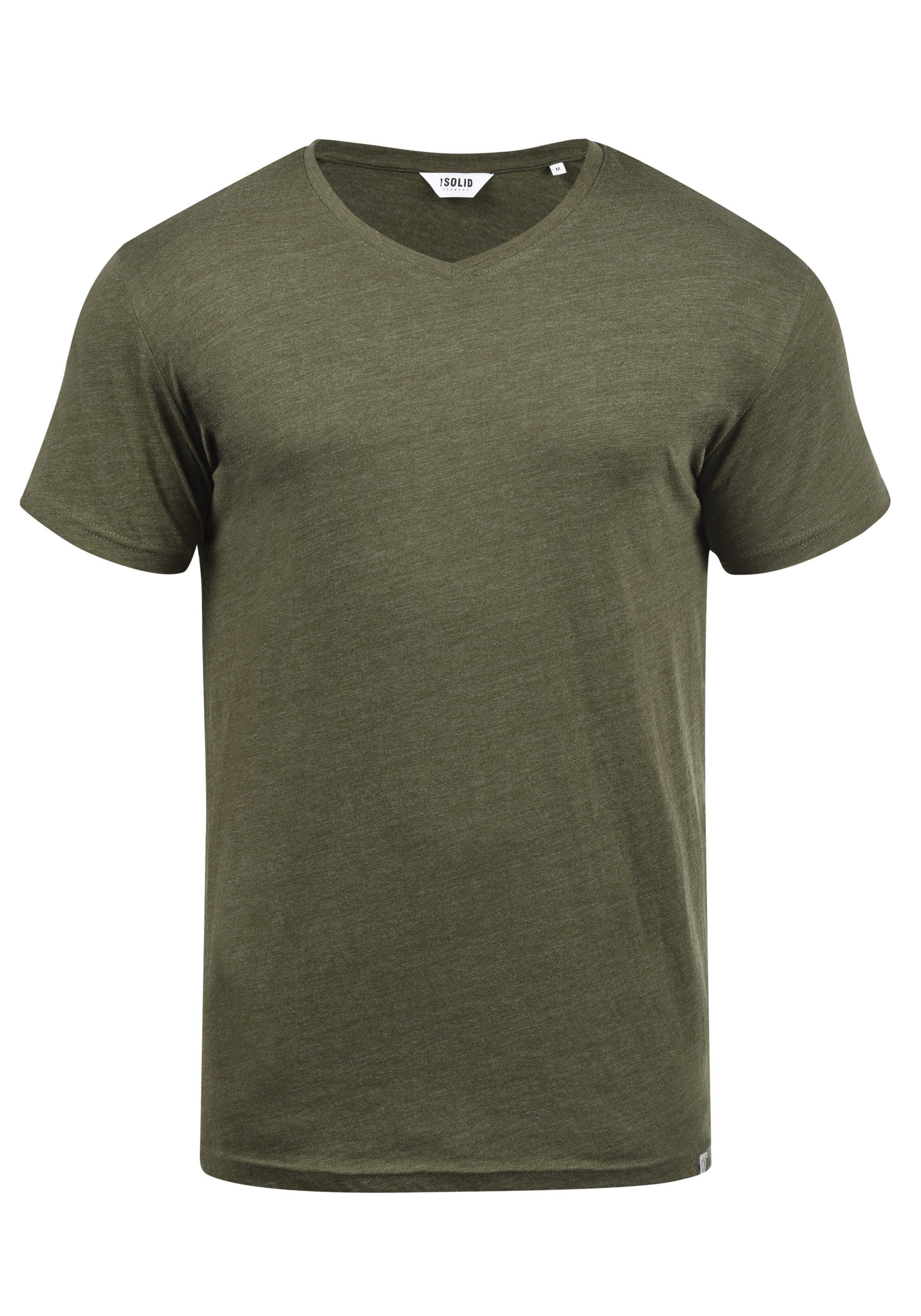 Herren Shirts  Solid V-Shirt SDBedo Kurzarmshirt mit Melange Effekt