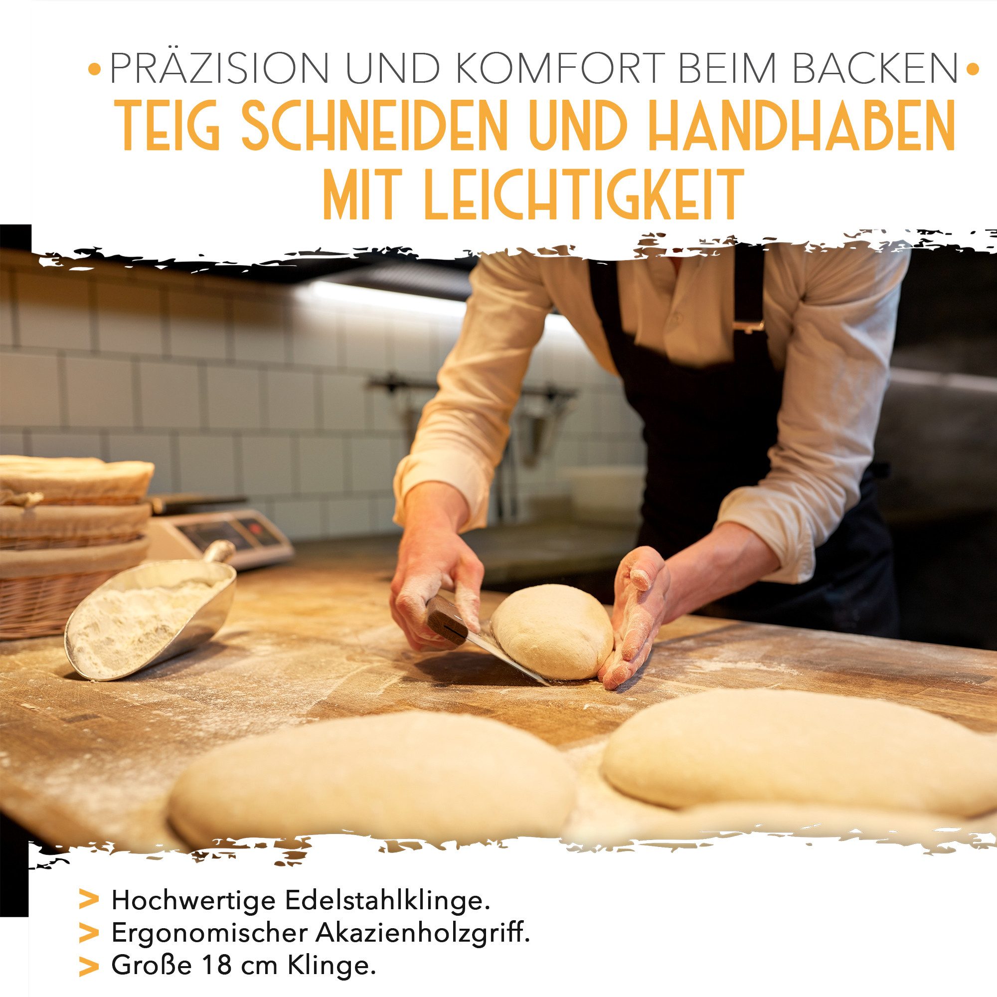 Krustenzauber Backmatte Zubehör - Brotschlingen, Schneebesen, Backmatte, Teig Reinigungstücher, Teigkarte Edelstahl
