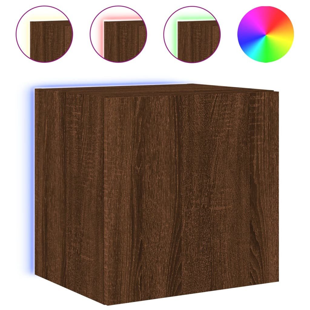 vidaXL TV-Wand TV-Wandschrank mit LED-Leuchten Braun günstig online kaufen
