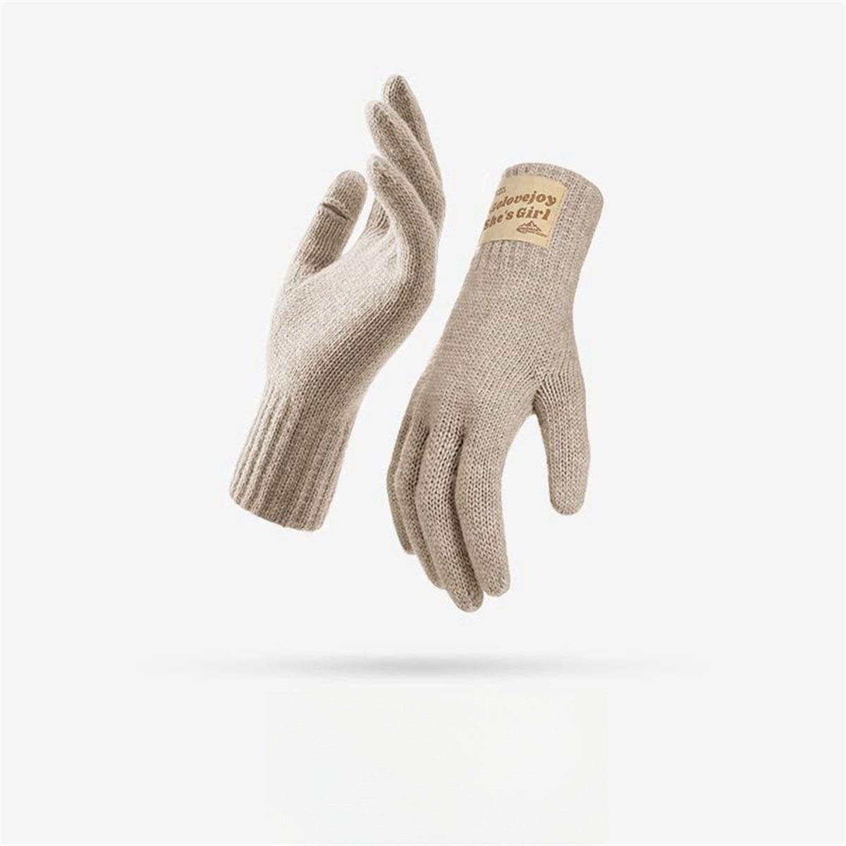 carefully selected winddichte Strickhandschuhe Damen Khaki den Fleece-Fahrradhandschuhe für Winter Warme, für