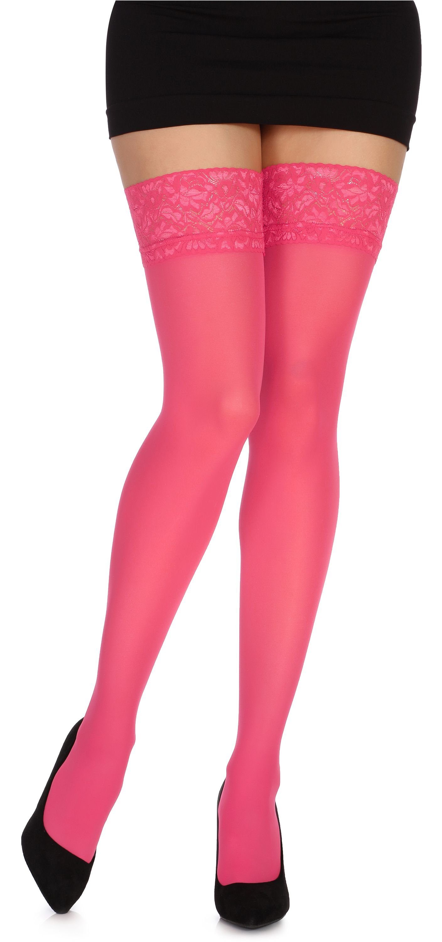 Bellivalini Halterlose Strümpfe Damen Halterlose Mikrofaser 40 DEN Strümpfe mit Spitze BLVFI1011