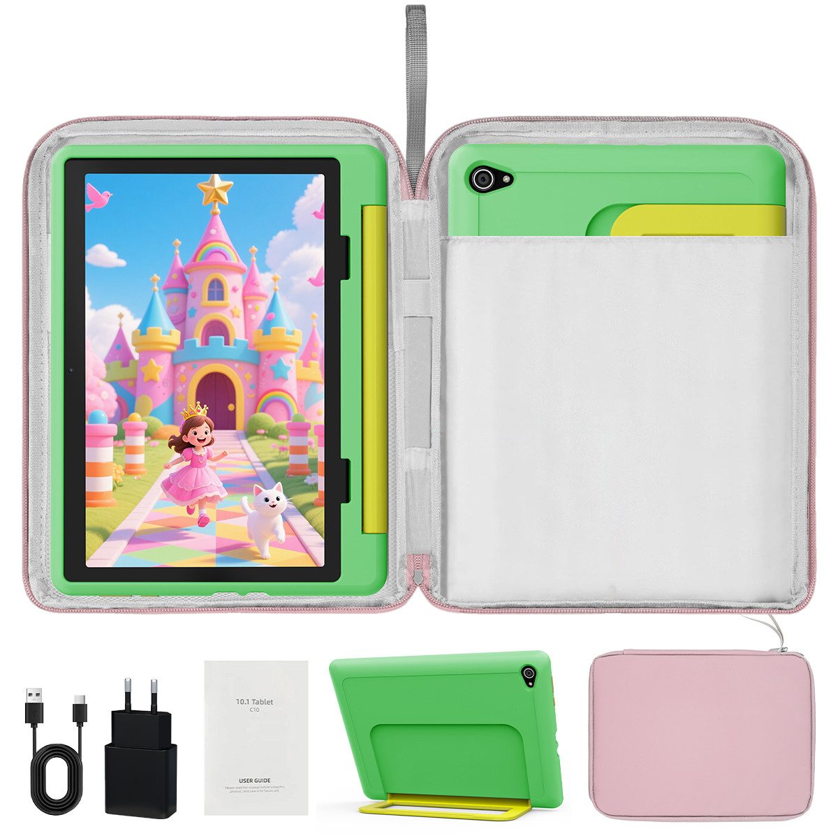 BUFO 10 Zoll Android 16, 24(3+21)GB RAM+64GB, 1280x800 HD IPS, Kinder Tablet (10", 64 GB, Android 16, WiFi 6, Robuste Schutzhülle, Vorinstallierte Lernapps, GMS-Zertifizierung)