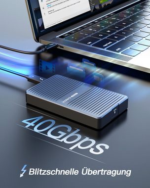 Inateck Festplatten-Gehäuse 40Gbps M.2 NVMe SSD Aluminium-Gehäuse, unterstützt 2280 SSDs, M-Key, USB4.0/Thunderbolt 3/4