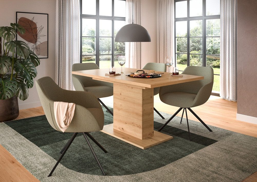 xonox.home Esstisch Esstisch Motion ausziehbar Säulengestell Eiche Artisan 150(190)x90, Küchentisch, Eiche Artisan
