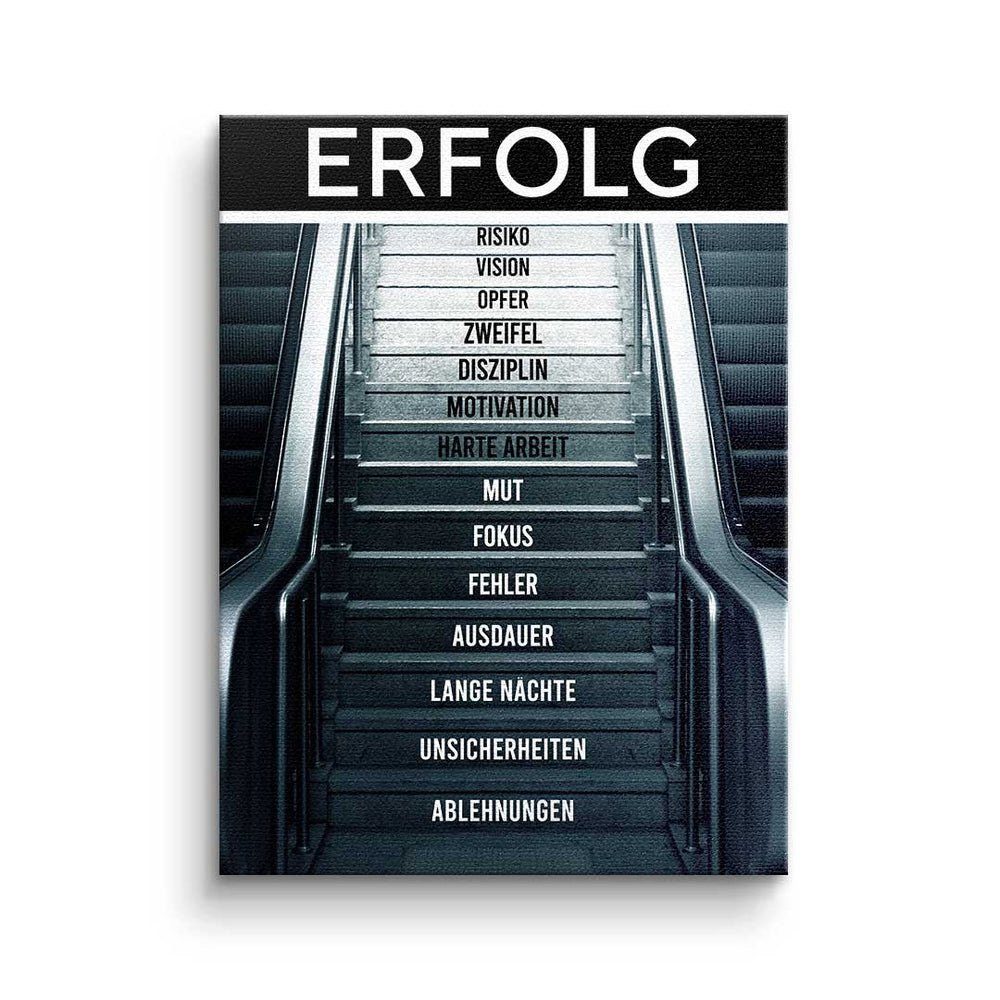 DOTCOMCANVAS® Leinwandbild, Deutsch, Premium Leinwandbild - Motivation - Rolltreppe des Erfolgs - Mindset