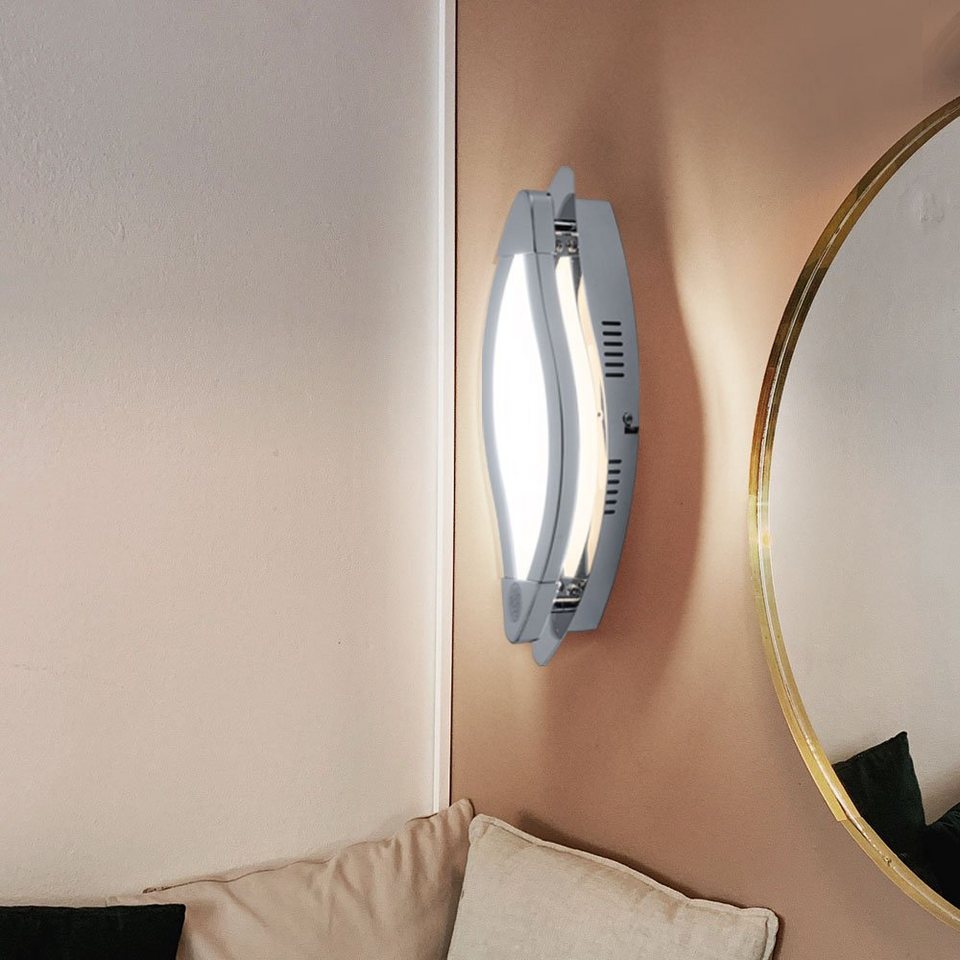 etc-shop LED Wandleuchte, LED-Leuchtmittel fest verbaut, Warmweiß,  Wandleuchte Chrom Modern Wohnzimmerleuchte Wand LED Wandlampe