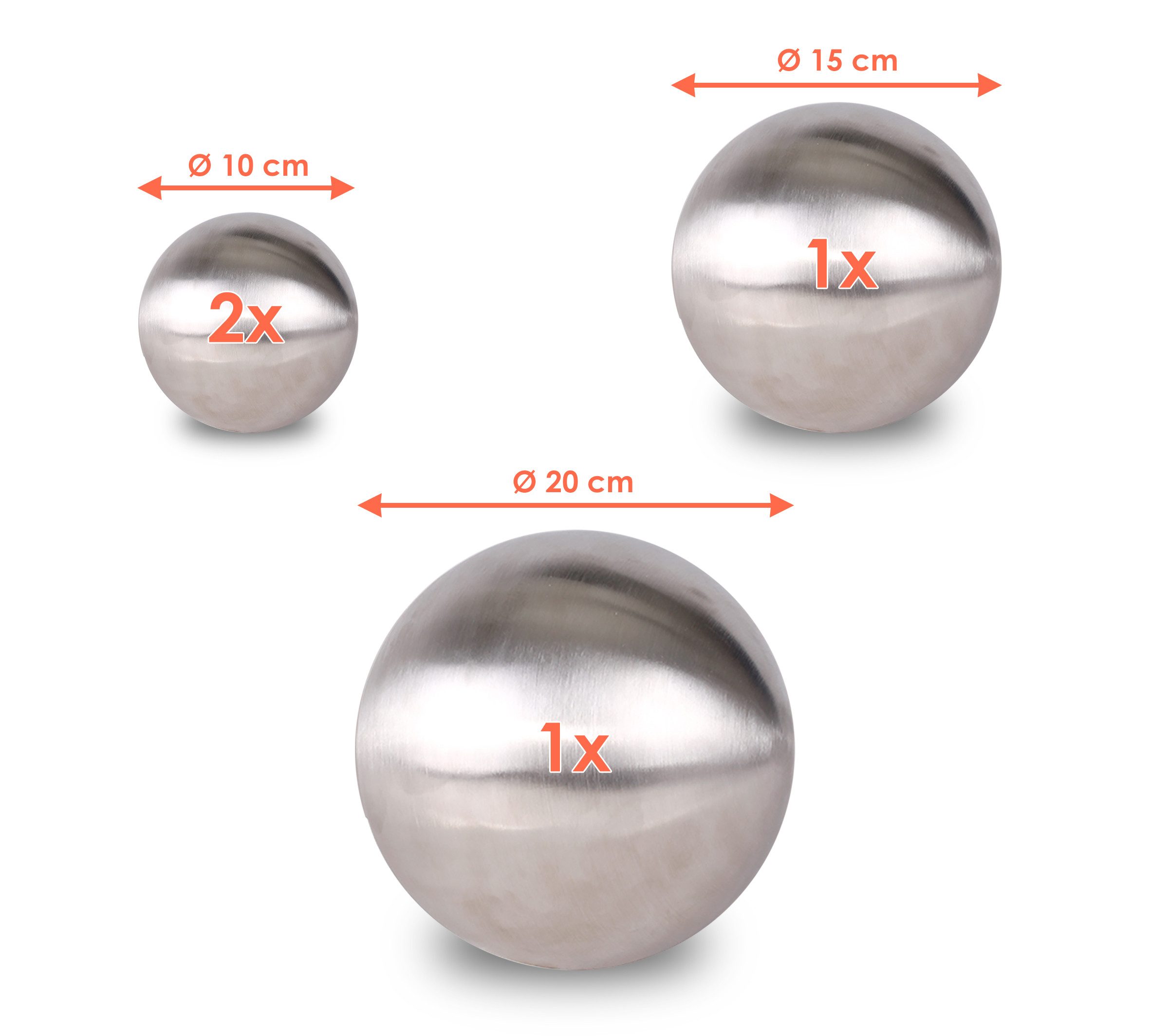 Spetebo Dekokugel Edelstahl Gartenkugel 4er Set matt gebürstet - 10 / 15 / günstig online kaufen