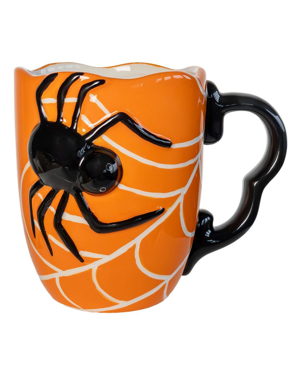 Horror-Shop Tasse Große Halloween Tasse mit schwarzer Spinne & Spinn, Keramik