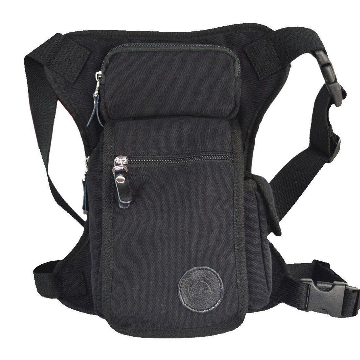 LuxusKollektion Beintasche Beintasche Motorrad Reitertasche Hüfttasche Canvas #11schwarz