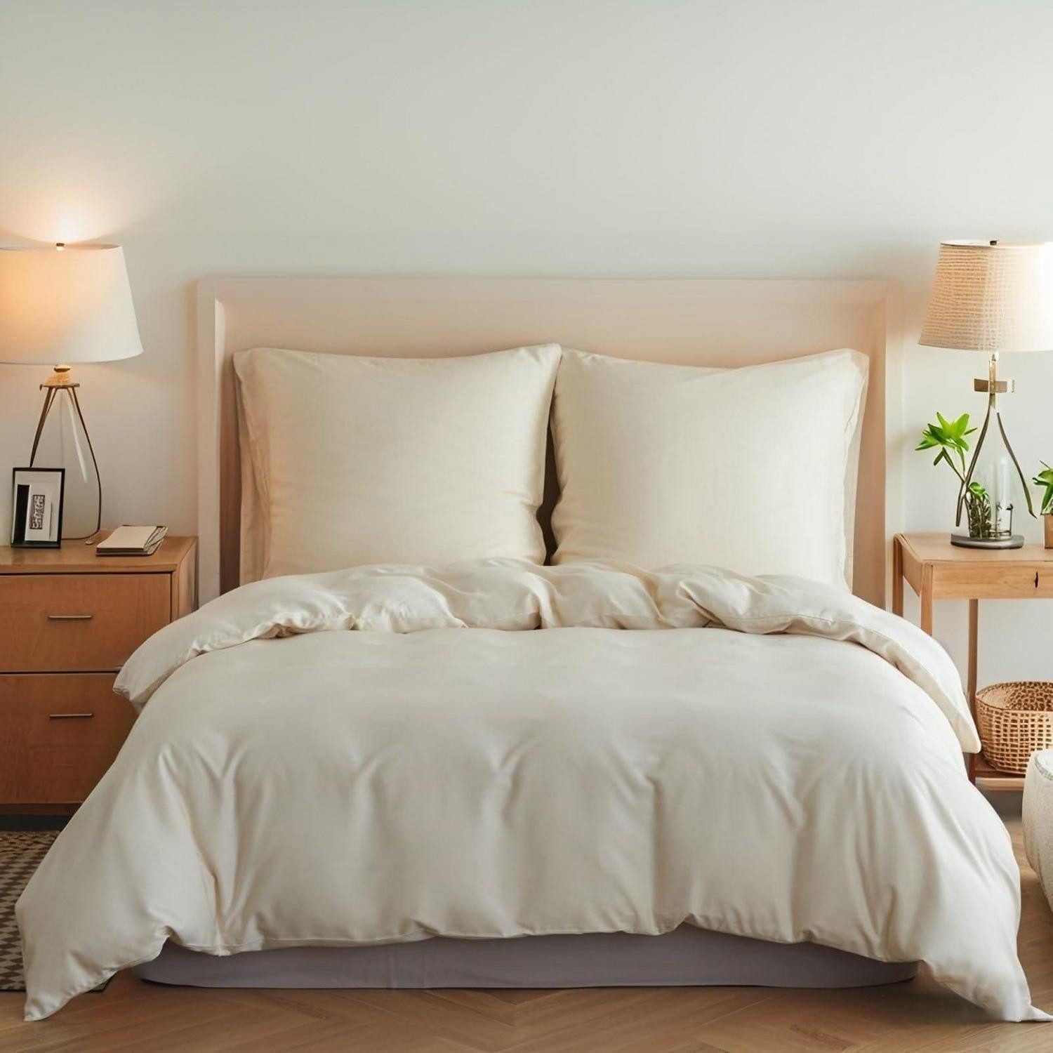 LuxusKollektion Bettwäsche Bettwäsche Bambus Seide 135x200cm Beige