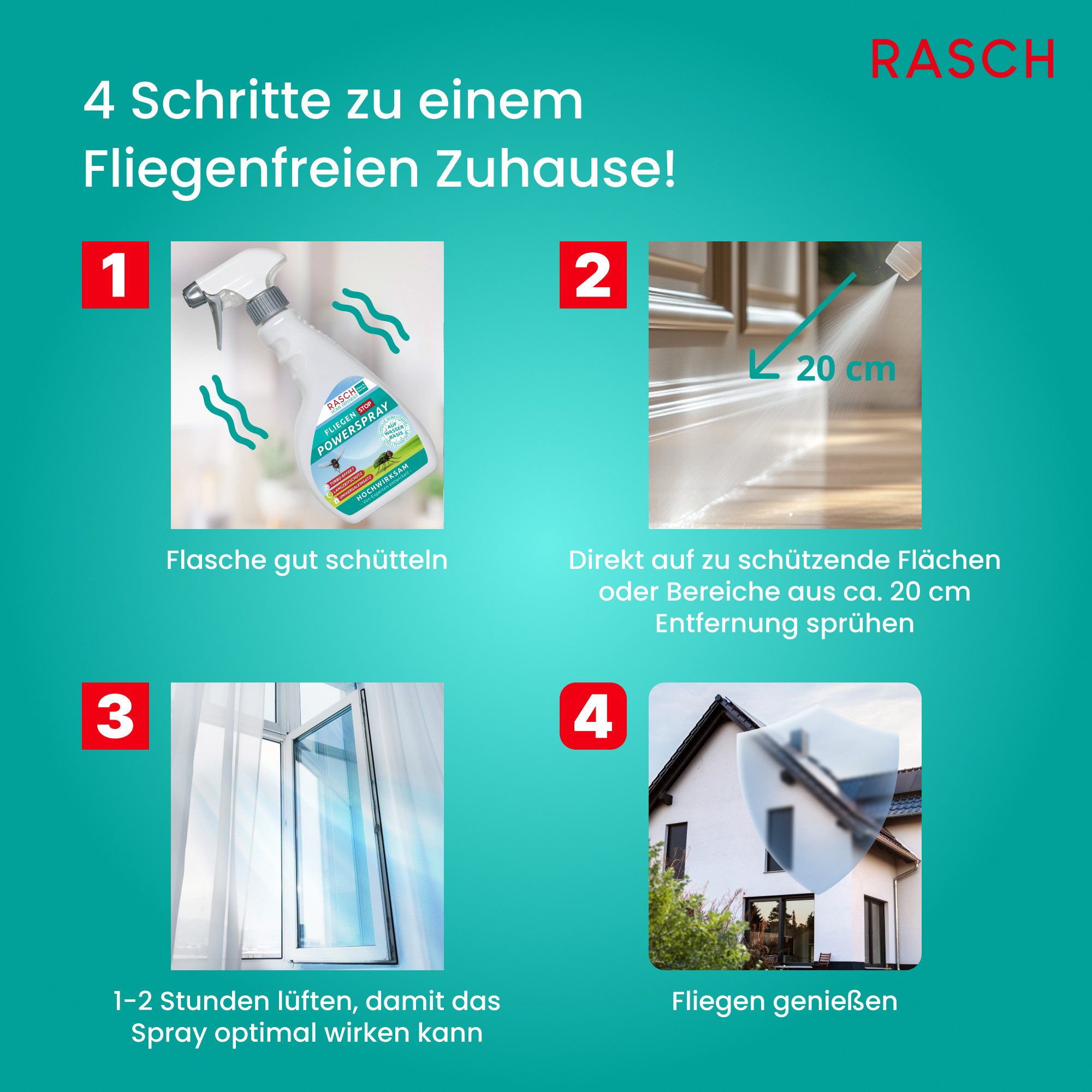 Rasch Insektenspray RASCH® HOME DEFENDER® Fliegen Stop Power Spray - (500ml), 500 ml, 500 ml – Bild 4 von 5