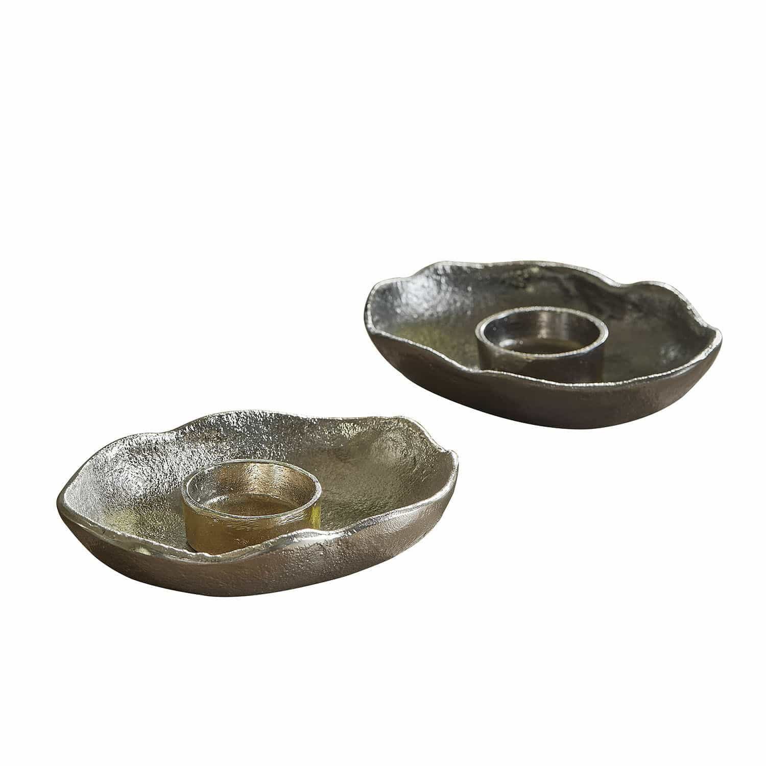 Mirabeau Kerzenständer Teelichthalter 2er Set Quilvano silber/schwarz
