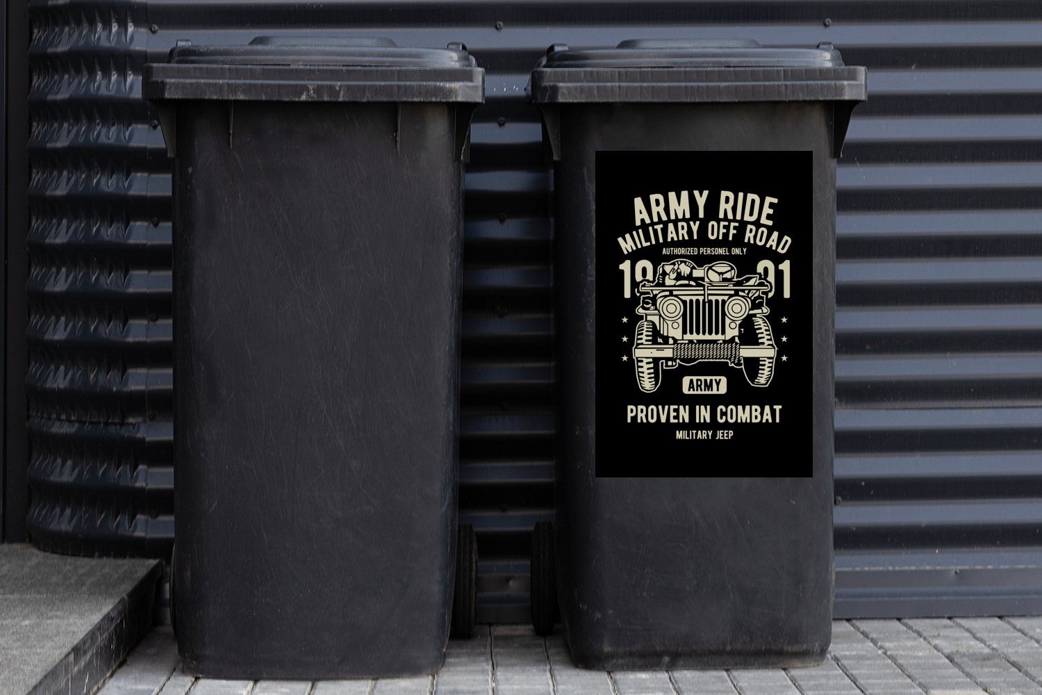(1 Container, Mülleimer-aufkleber, - - MuchoWow Auto St), Mülltonne, Schwarz Vintage Wandsticker Sticker, Mancave Abfalbehälter - - Armee