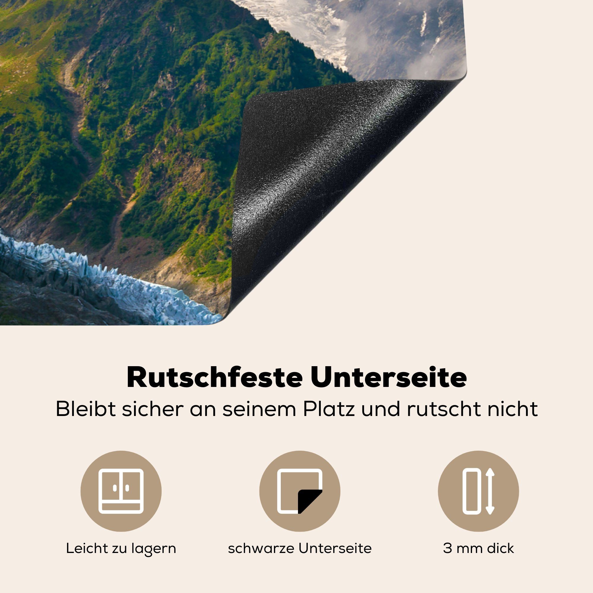 MuchoWow Herdblende-/Abdeckplatte Alpen - für Schnee, küche, Induktionskochfeld tlg), Gleitschirmfliegen (1 - Schutz die Vinyl, cm, Ceranfeldabdeckung 81x52