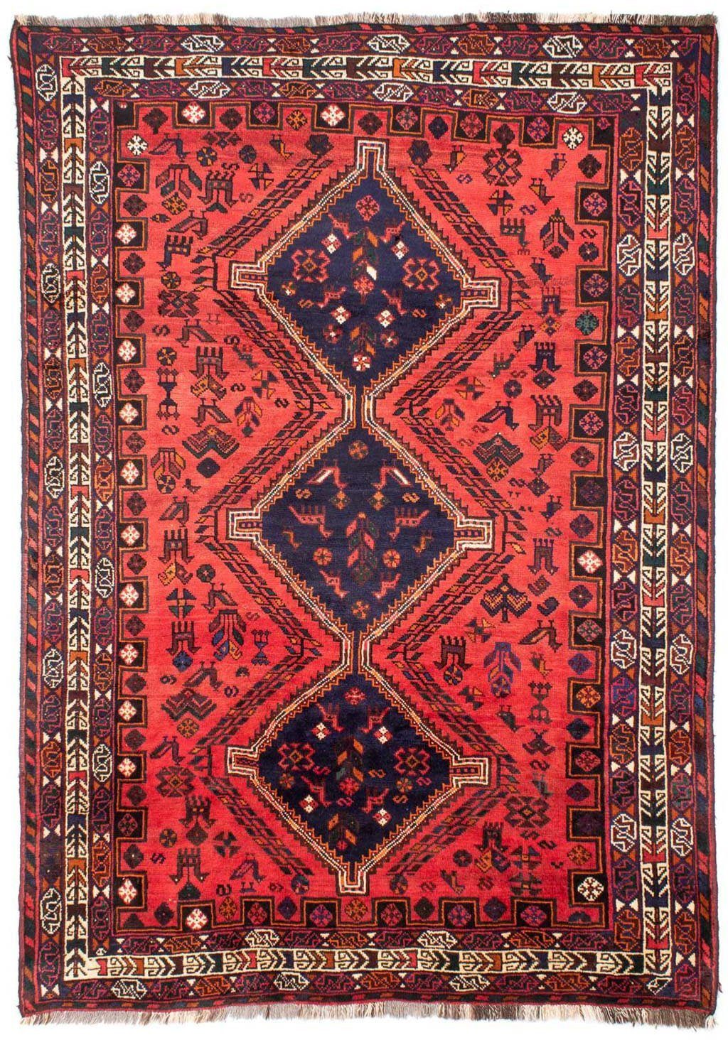 rechteckig, 210 mm, Zertifikat Rosso chiaro Medaillon Shiraz Wollteppich morgenland, Unikat x 296 10 mit cm, Höhe: