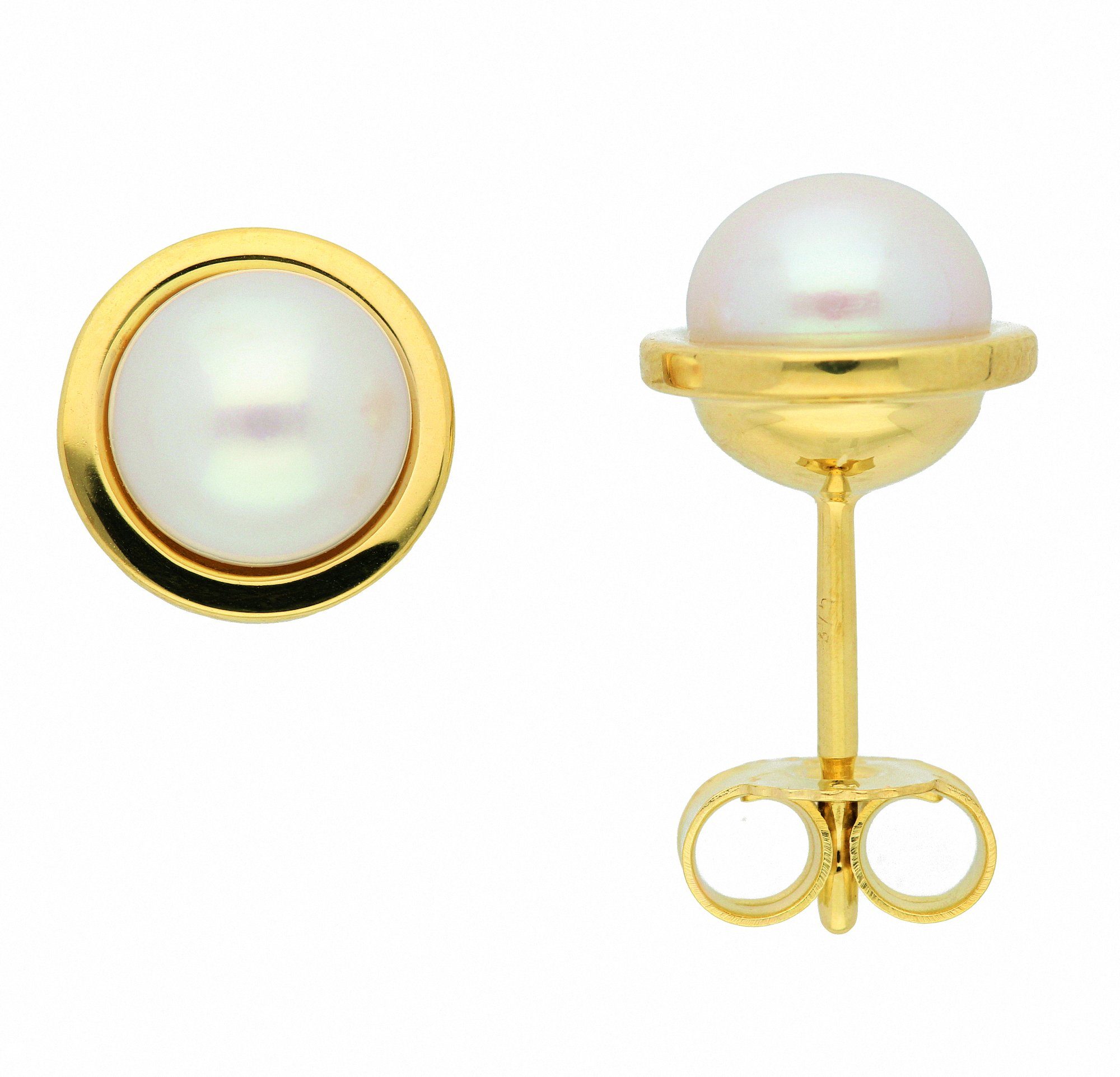 Adelia´s Paar Ohrstecker Perlen Ohrstecker Ohrringe 375 Gold (9K), Goldohrringe Perle