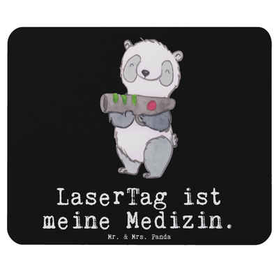 Mr. & Mrs. Panda Mauspad Panda LaserTag - Schwarz - Geschenk, Arbeitszimmer, Mauspad, Schenken (1-St), Handgelenkschonend