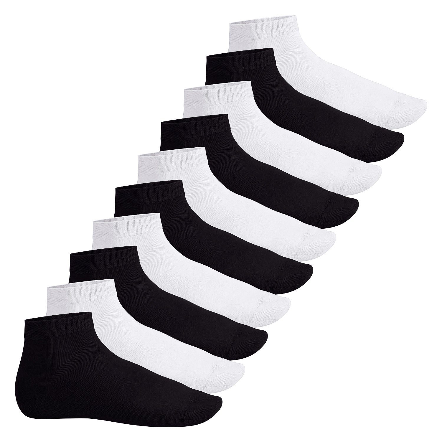 Footstar Kurzsocken Sneak It! Damen & Herren Kurzschaft Sneaker Socken (10 Paar) Schwarz / Weiss Mix (5x Schwarz + 5x Weiss)