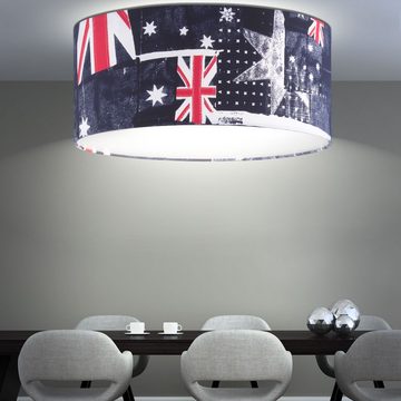 etc-shop LED Deckenleuchte, Leuchtmittel inklusive, Warmweiß, Union Jack Decken Lampe Wohn Zimmer Flaggen Leuchte Flur