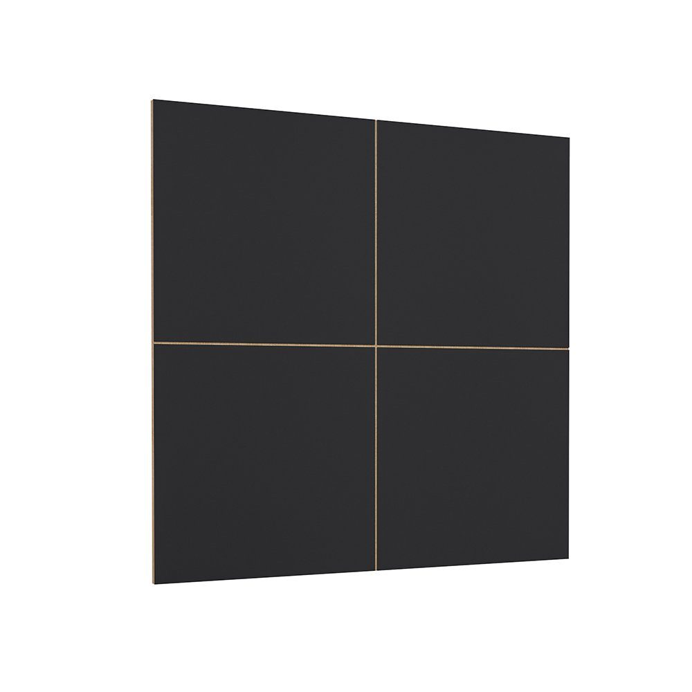 Lomadox Wohnwand CONWY-83, (3-St), in schwarz mit Eiche Nb., Rückwand mit Lamellen, ca. 200/196/45 cm