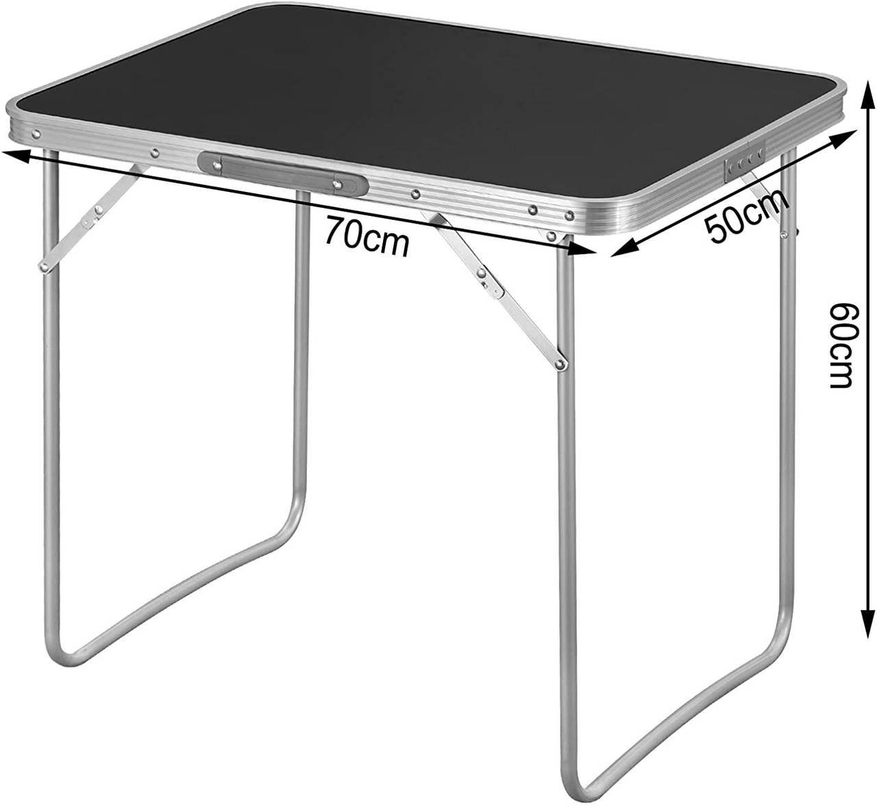 Campingtisch Schwarz Woltu Griff, zusammenklappbar Alu und aus MDF (1-St), mit