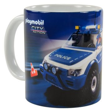 United Labels® Tasse Playmobil Tasse City Action - Polizei Keramik Blau 320 ml, Keramik