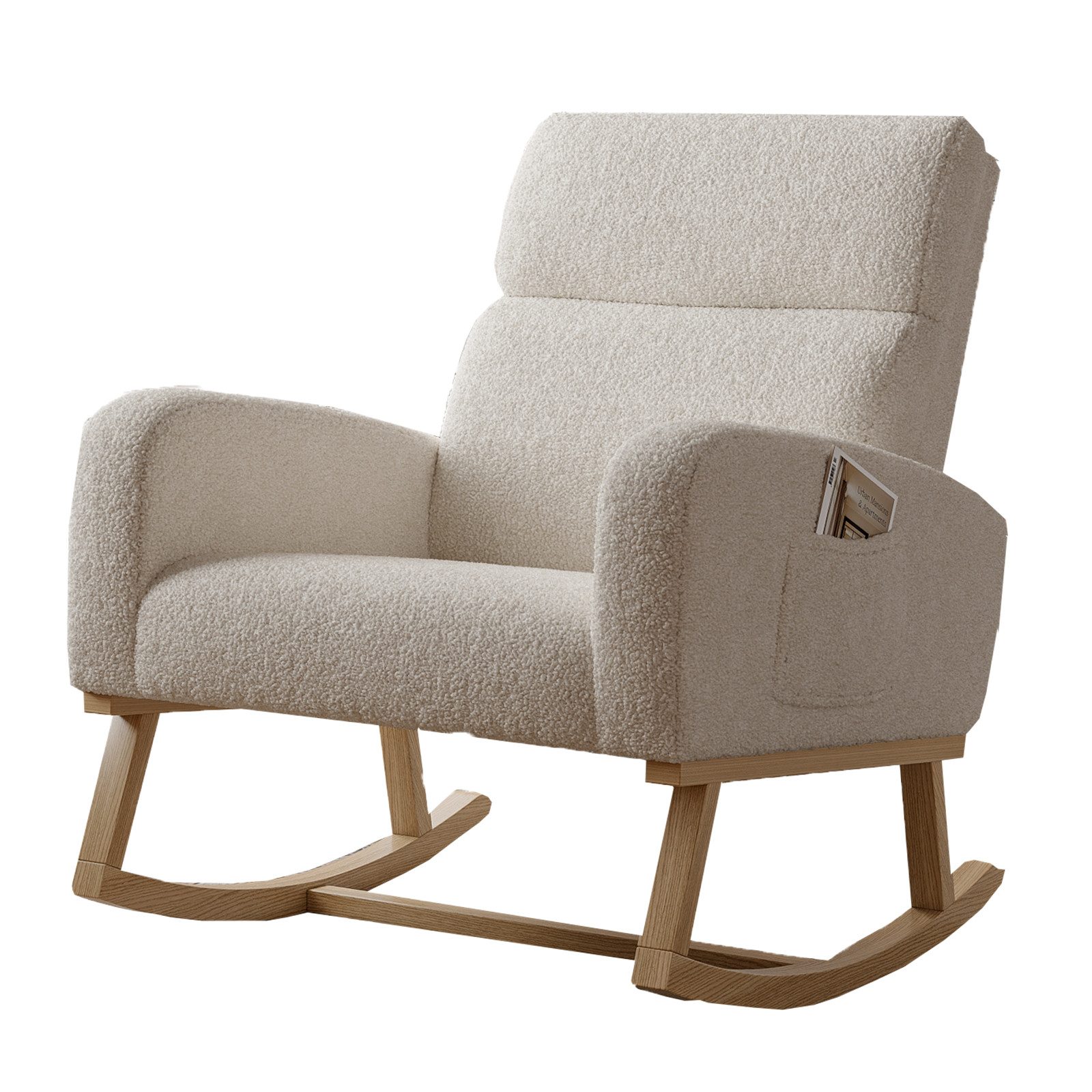 FUROKOY Schaukelstuhl Polster Relaxstuhl Schaukelsessel mit Holzsockel und günstig online kaufen