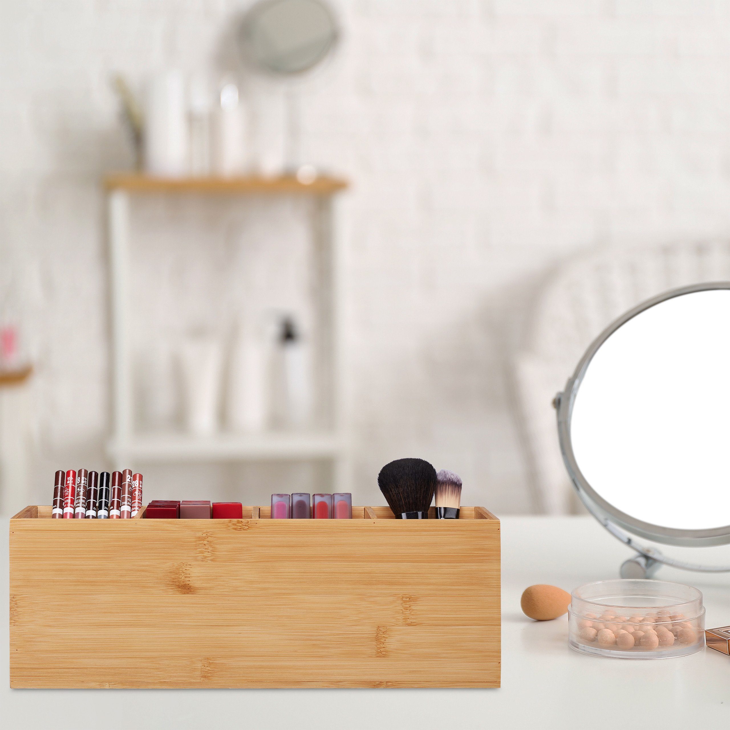 relaxdays Organizer Ordnungsbox aus Bambus 4 Fächer (1 St) – Bild 5 von 5
