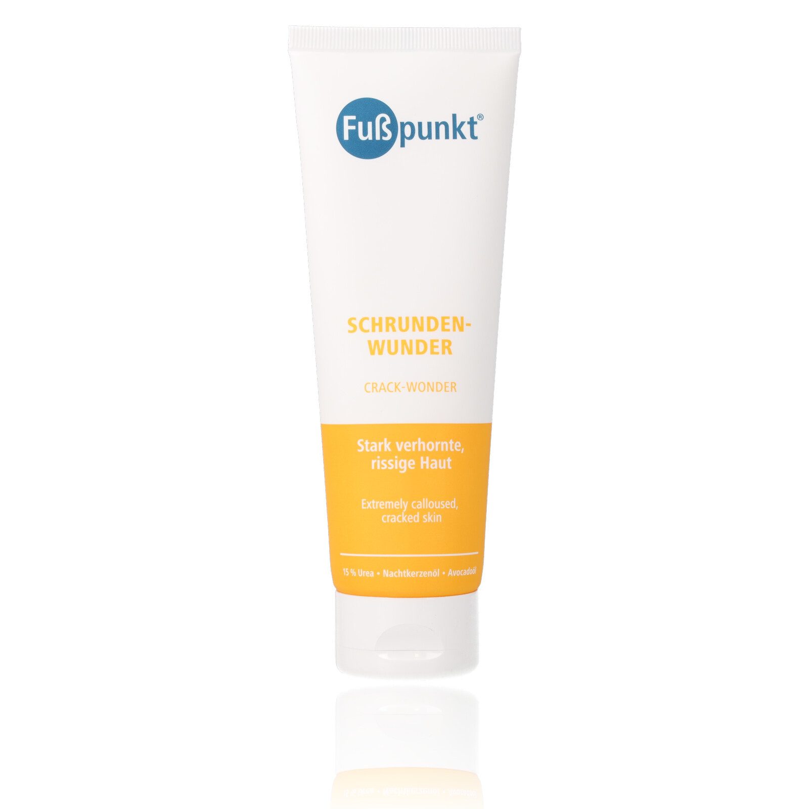 Fußpunkt Fußcreme Fußpunkt Schrunden-Wunder Stark verhornte, rissige Haut 125ml Mit Nachtkerzenöl, Urea & Avocadoöl, 1-tlg., verbessert die Hautstruktur, fördert Zellneubildung