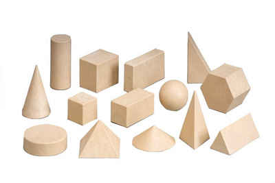 Wissner® aktiv lernen Lernspielzeug Geometriekörpersatz (14 Stück),  Geometrie Lernspielzeug RE-Wood® (14-St), RE-Wood®