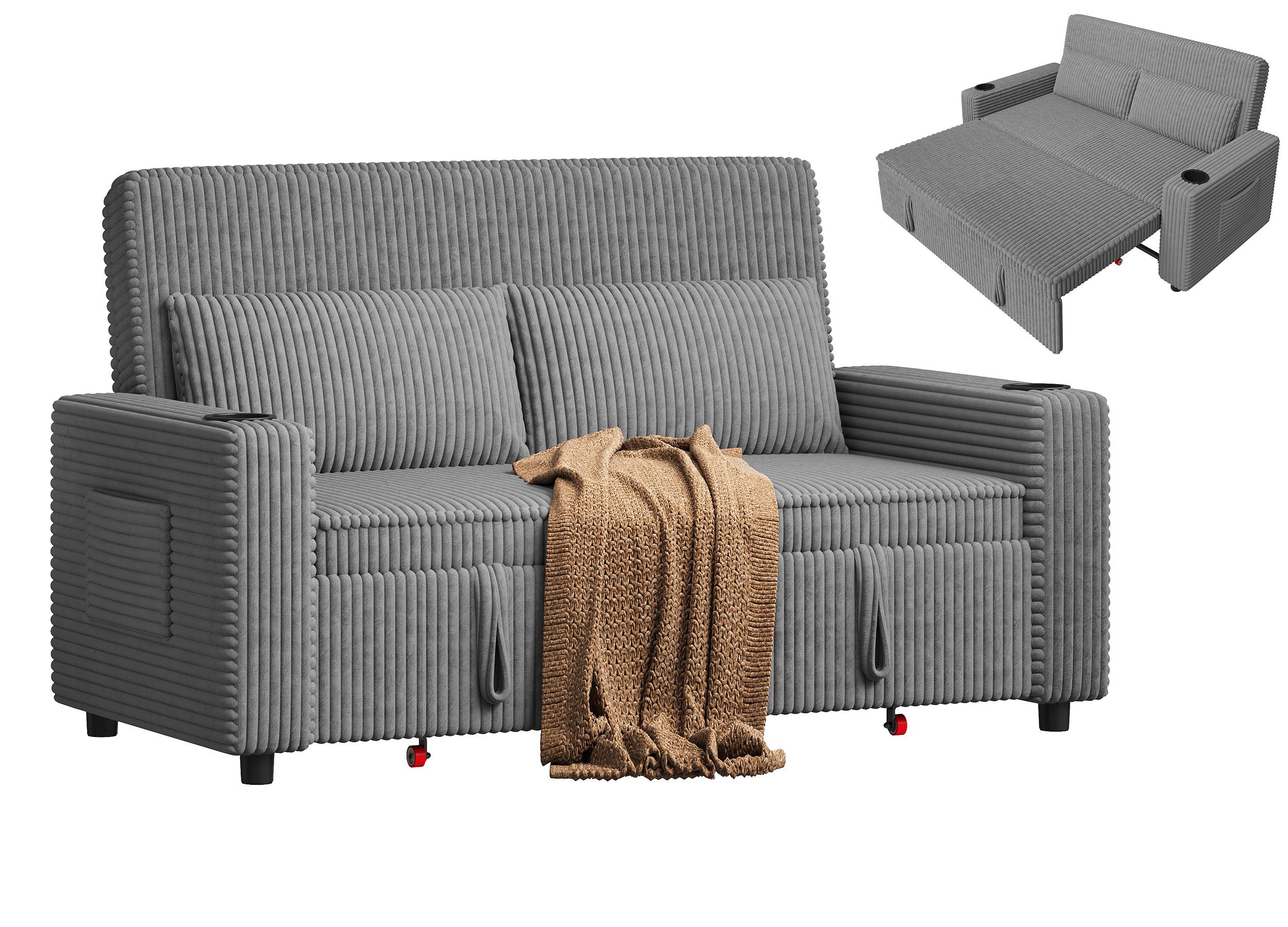 GUNJI Sofa Mit Bettfunktion, mit ausziehbarer sofas wohnzimmer, Hochwertige günstig online kaufen