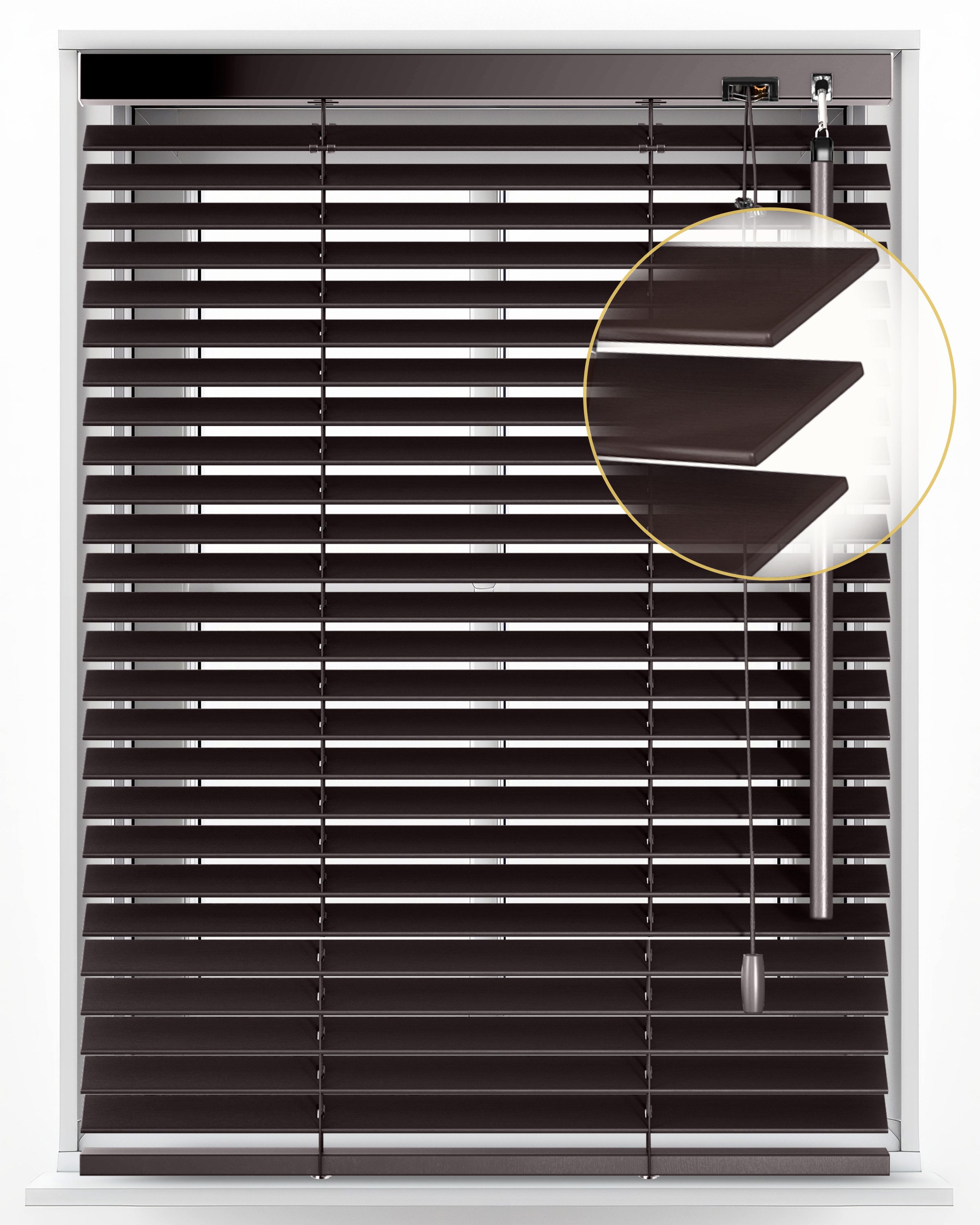 Sol Royal Jalousie Holzjalousie SolDecor JH3 Jalousie aus Holz in, 40x130cm, Dunkelbraun, Tür- und Fensterjalousie Holz Blickschutz 3,5 cm breite Lamellen