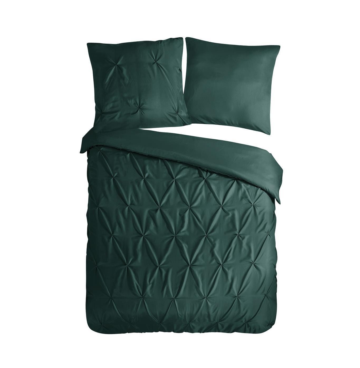 Pure Bettwäsche Microfaser Bettwäsche 135 X 200 cm + 1- 80 X 80 cm Elegance grün luxur, Microfaser, 2 teilig, bettwäsche 135x200 microfaser sale warm weihnachten 135x200 bettbezug