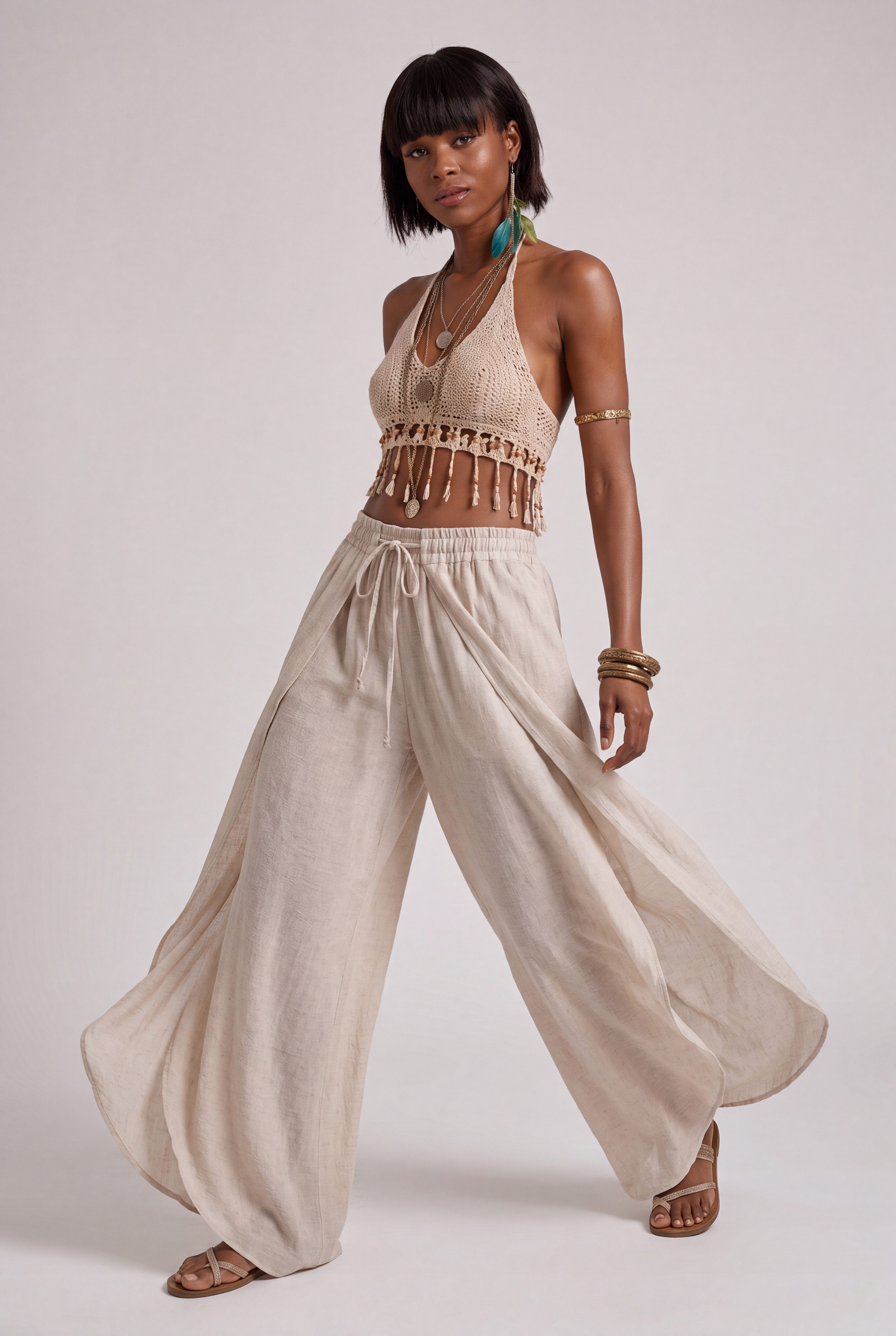 YC Fashion & Style Haremshose Boho Wickelhose im Lagenlook – Luftige Sommerhose aus 100 % Viskose mit elastischem Bund