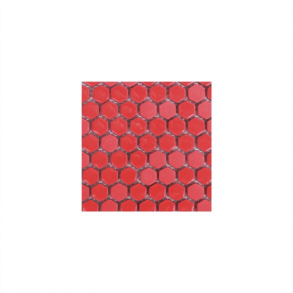 Mosafil Mosaikfliesen Muster von Glasmosaik Fliesen Brockway Hexagon Eco, Glas 10.000x10.000, rot, Eco Glas - Verlegefertig auf ein Netz geklebt - Frostsicher -