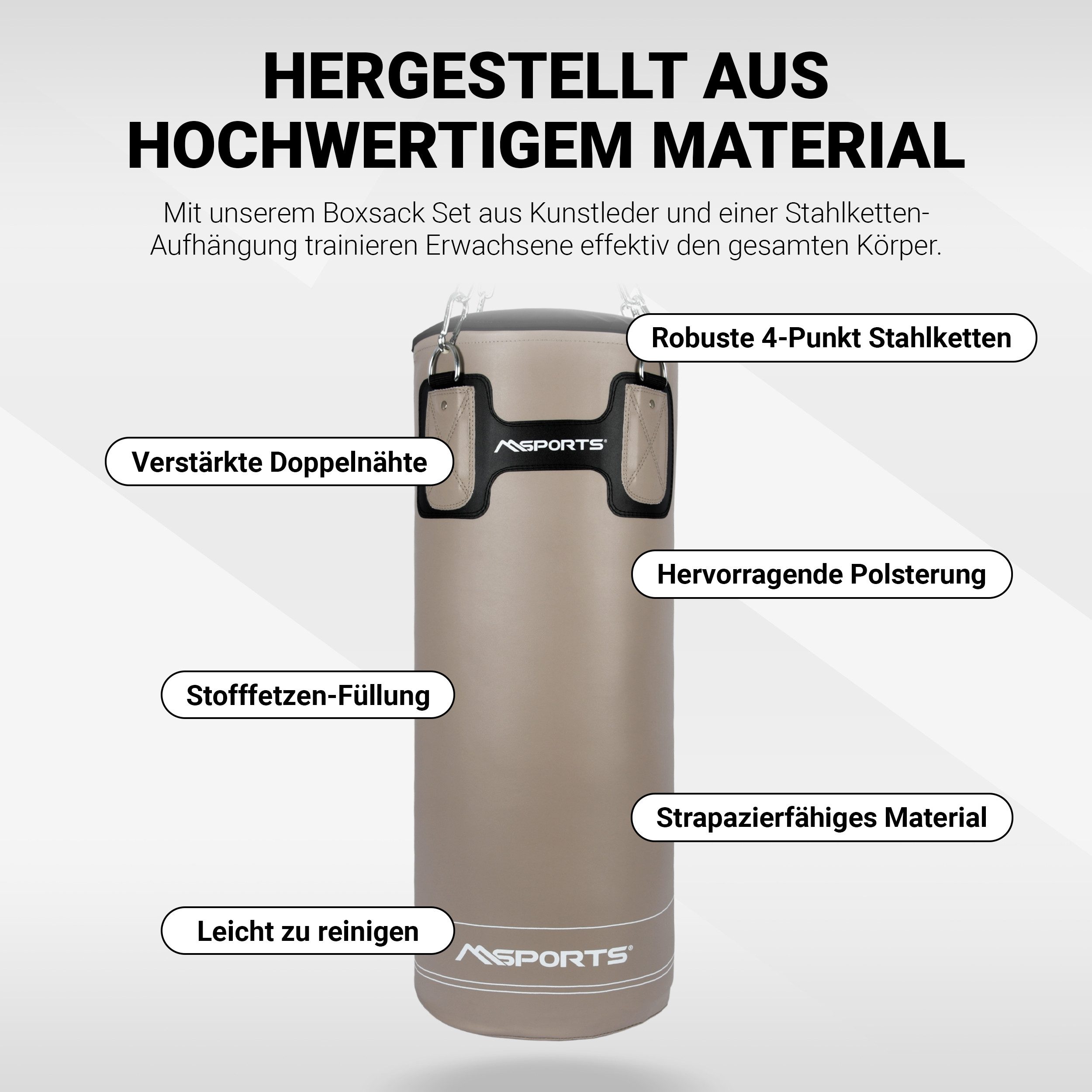 MSports® Boxsack Boxset Boxsack Set Professional 25 kg inkl. Boxhandschuh und Tasche
