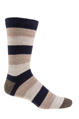 Wowerat Basicsocken Warme Wollsocken mit Alpaka und Schafwolle gestreifte Naturfarben (3 Paar)