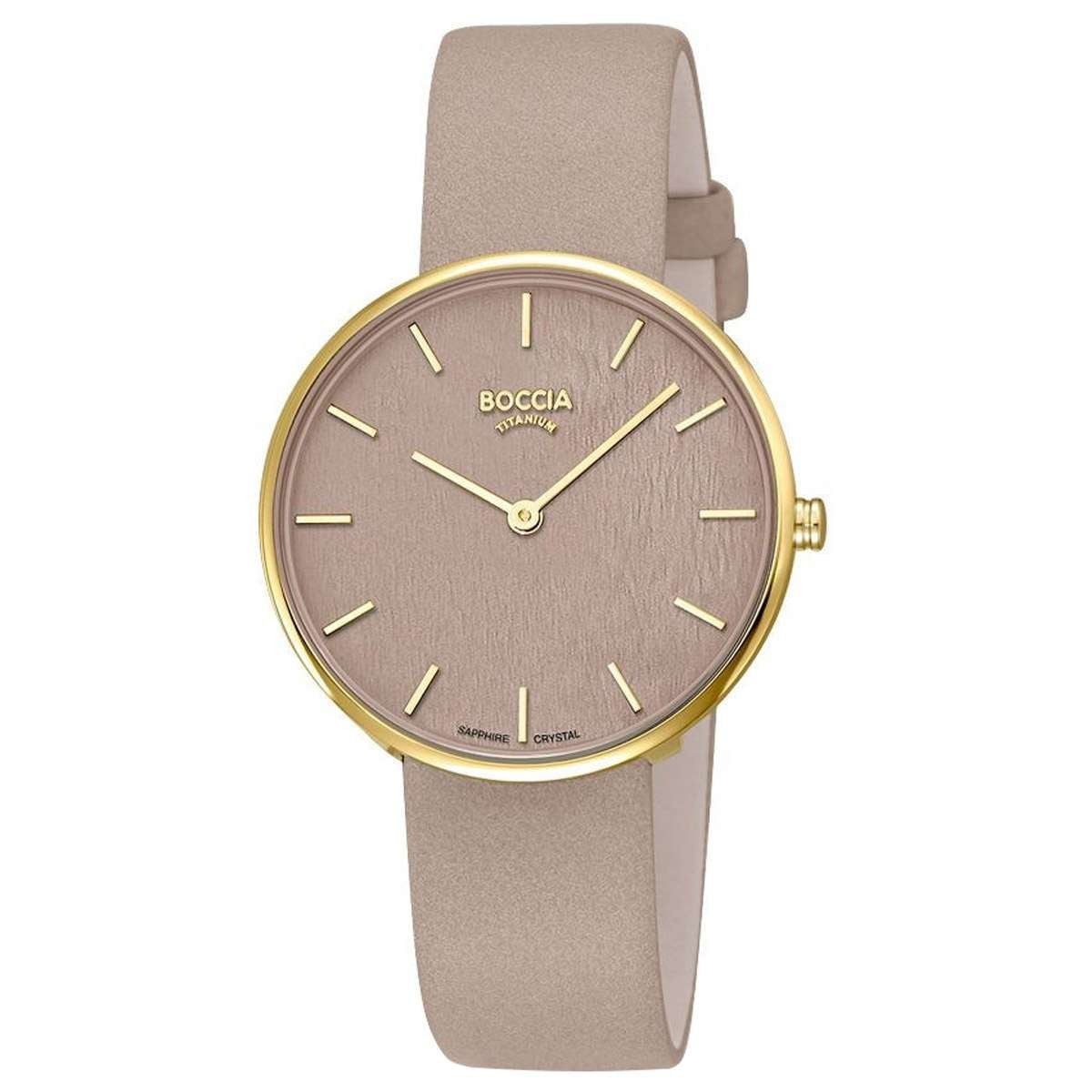 Boccia Quarzuhr 3387-01, Damenarmbanduhr Quarz Titan Beige/Goldfarben